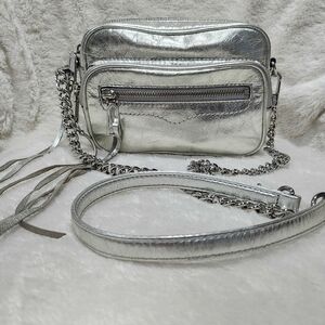 Rebecca Minkoff Silver Metallic Camera Crossbody Bag